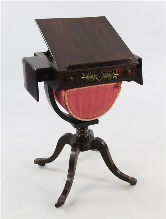 An early 19th century rosewood games / work table, W.2ft 10.5in..